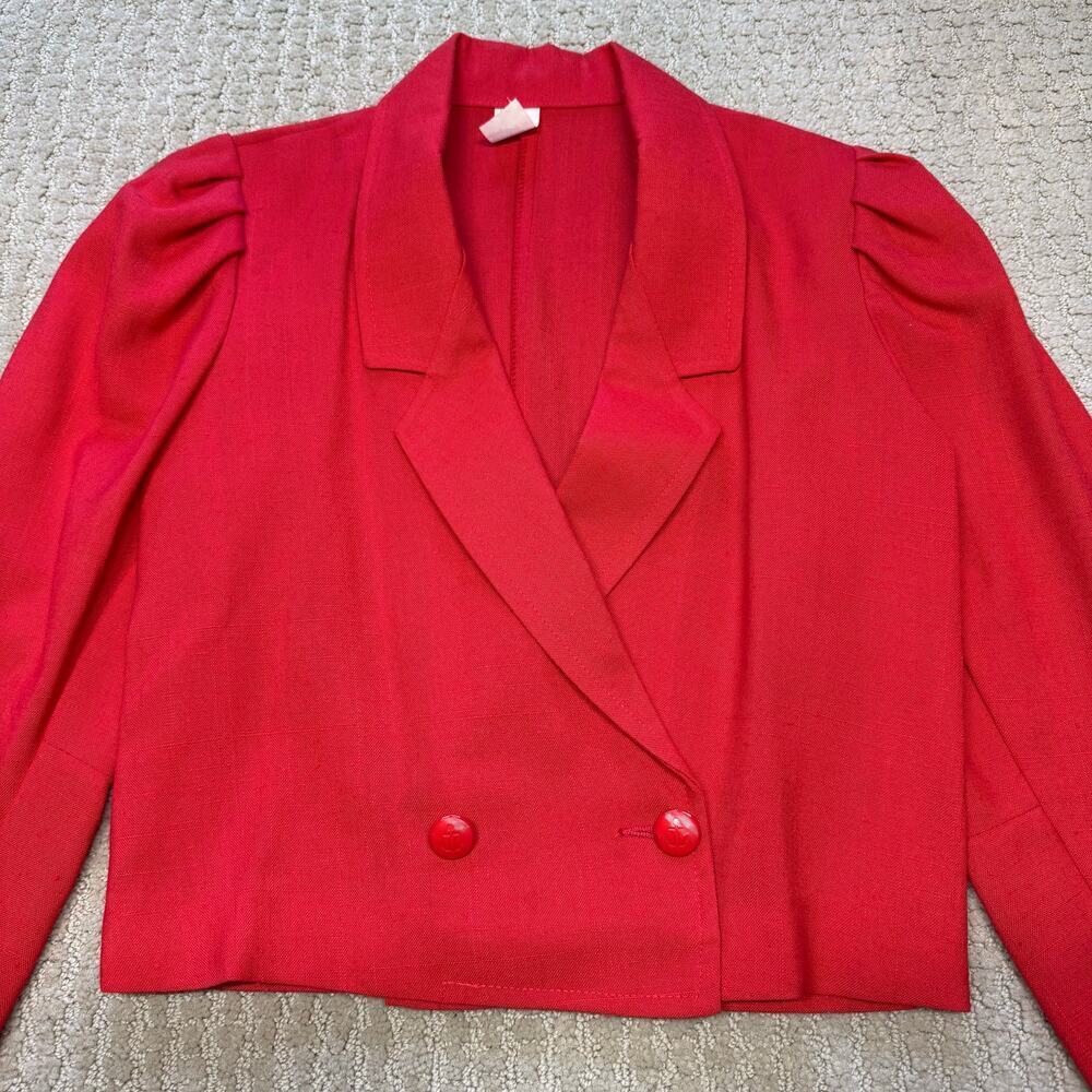 Vintage 1950s / 1960s red crop blazer with puff shoulders XS - Picture 8 of 9